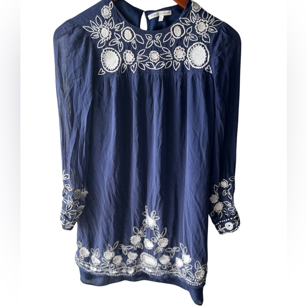 Rebecca Minkoff 100% Silk embroidered dress